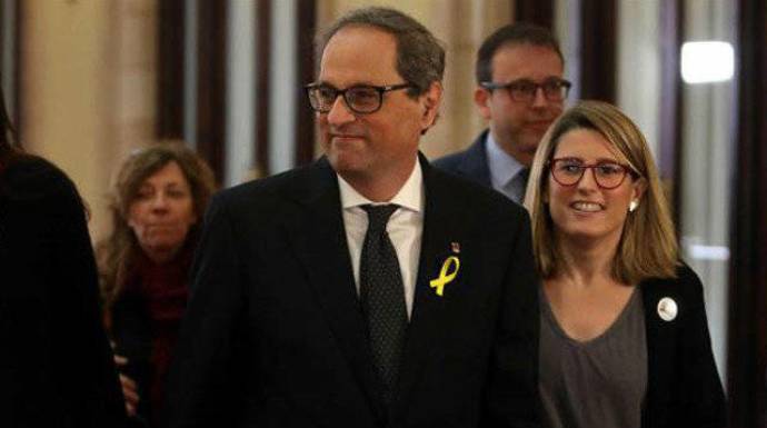 Quim Torra y Elsa Artadi, en la toma de posesión del nuevo gobierno catalán.