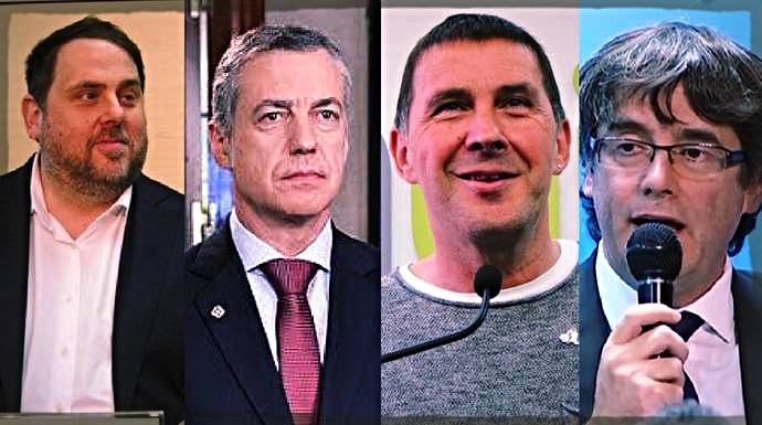 Junqueras, Urkullu, Otegi y Puigdemont, cabezas de los cuatro partidos separatistas