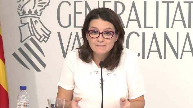 La vicepresidenta Mónica Oltra, durante la rueda de prensa tras el Pleno del Consell
