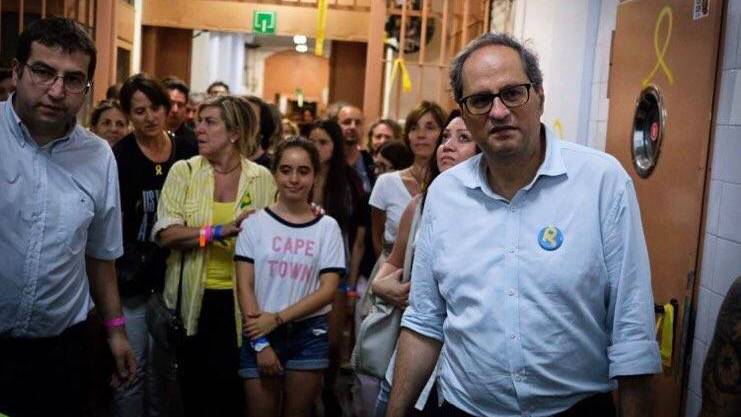 Quim Torra, este sábado durante la ocupación independentista de la cárcel modelo de Barcelona.