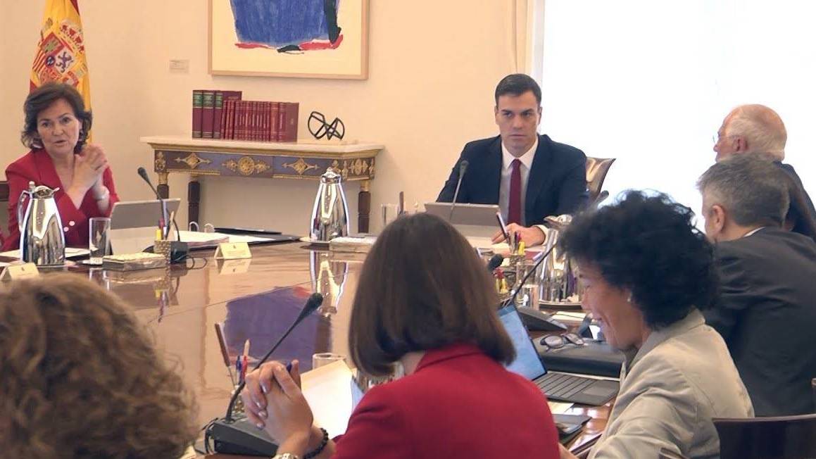 Pedro Sánchez, presidiendo la reunión del Consejo de Ministros.