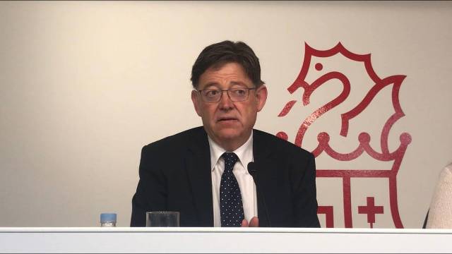 El presidente de la Generalitat Valenciana, Ximo Puig, durante su comparecencia