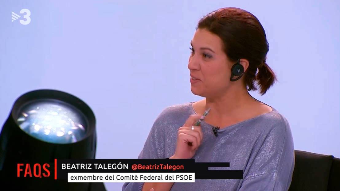Beatriz Talegón, en una de sus intervenciones en TV3