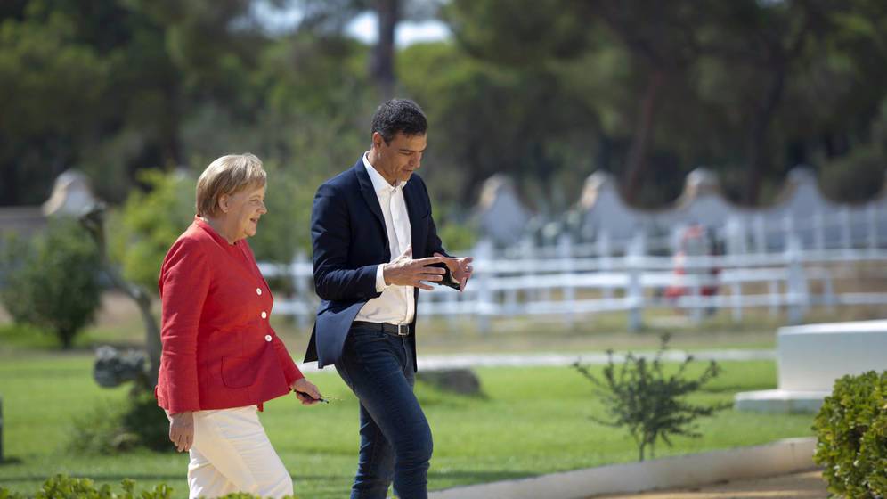 Sánchez y Merkel en Doñana.
