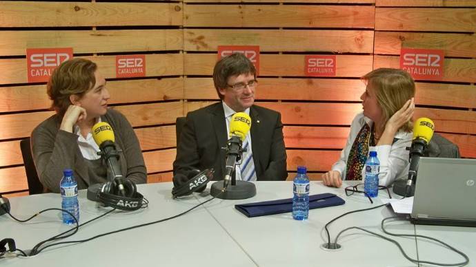 Nierga, Puigdemont y Colau en enero de 2017