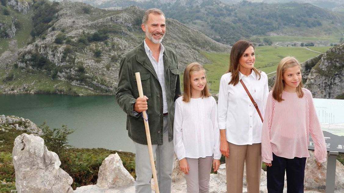 Los Reyes, la Princesa Leonor y la Infanta Sofía en Covadonga, la pasada semana.