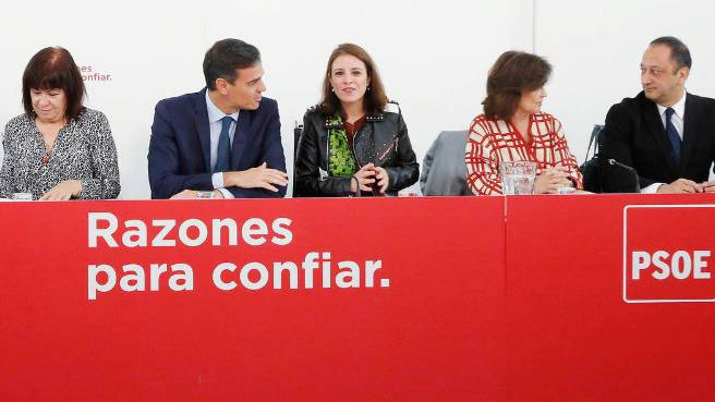 Pedro Sánchez durante la Ejecutiva socialista de este lunes. 