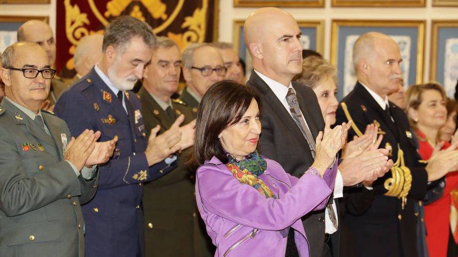 Margarita Robles, en un acto con militares de los tres Ejércitos.