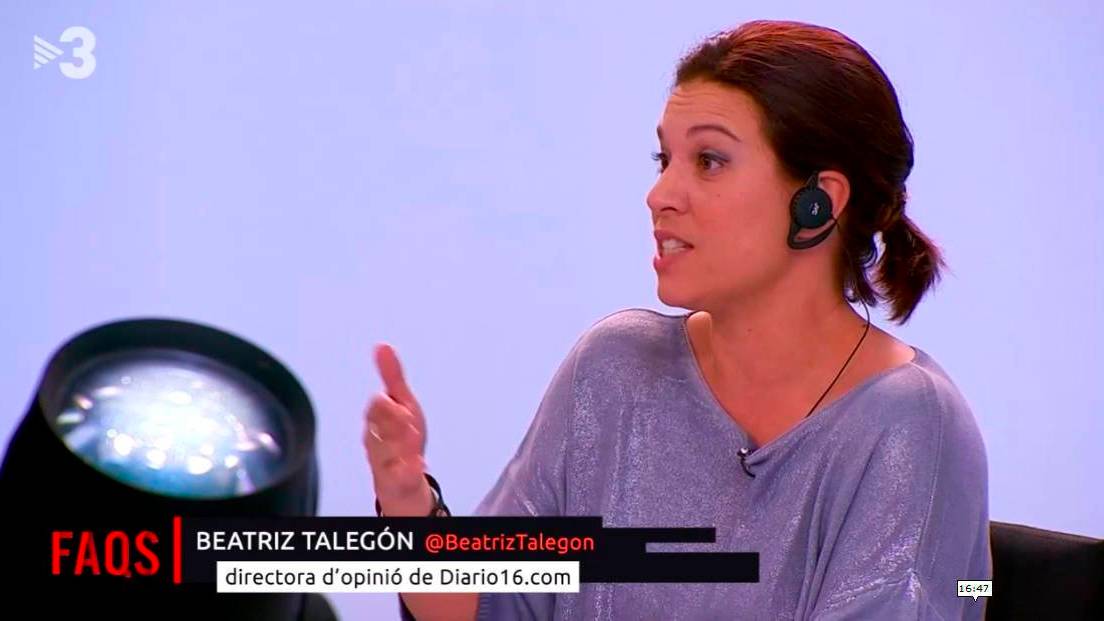 Beatriz Talegón, en un programa de TV3.