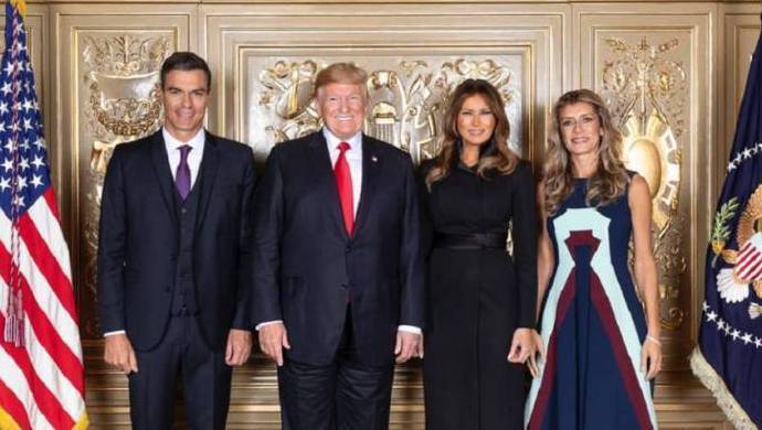 Los Sánchez con los Trump, en su viaje a Estados Unidos del pasado otoño