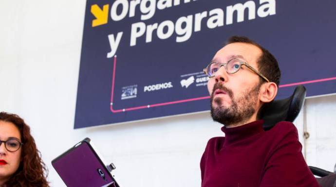 El secretario de Organización de Podemos en un acto reciente de su partido.