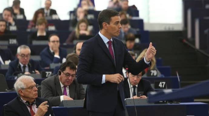 Pedro Sánchez, este miércoles en el Parlamento Europeo