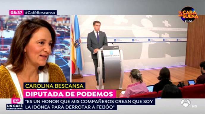La diputada de Podemos, Carolina Bescansa, en el plató de Espejo Público.