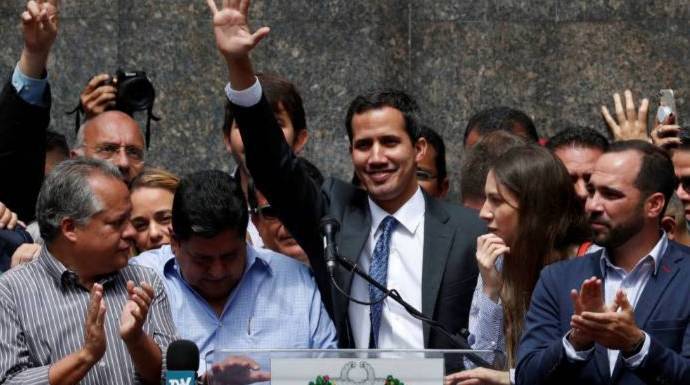 Juan Guaidó, en su reaparición este viernes.