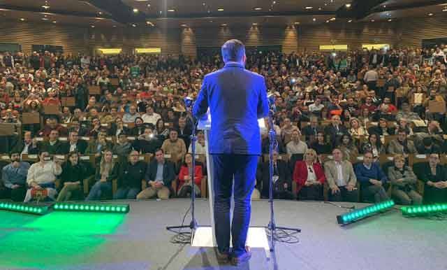 Santiago Abascal durante el mitin de Vox en Toledo.