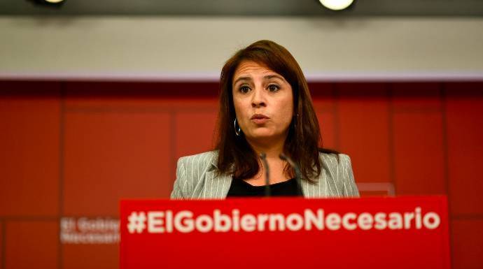 La vicesecretaria general del PSOE, Adriana Lastra, este lunes en Ferraz.