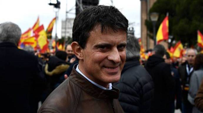 Manuel Valls, este domingo en la manifestación de la Plaza de Colón.