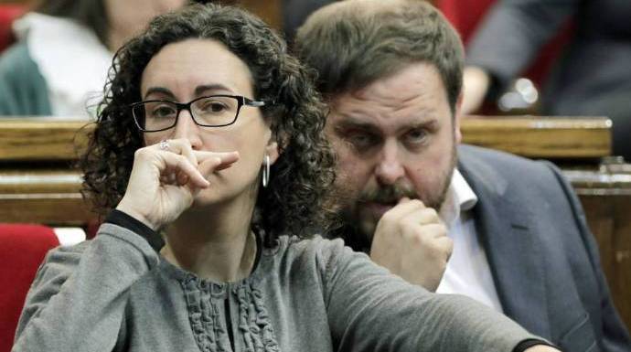 Marta Rovira y Oriol Junqueras. Una huida, el otro encarcelado.