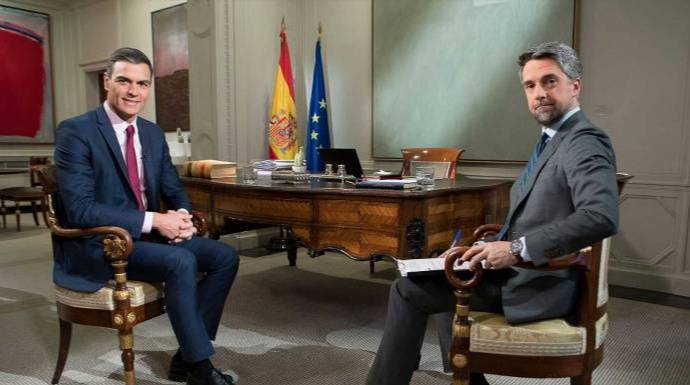 Pedro Sánchez, este lunes en su entrevista en TVE.