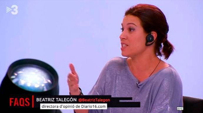 Beatriz Talegón, en una de sus habituales apariciones en TV3.