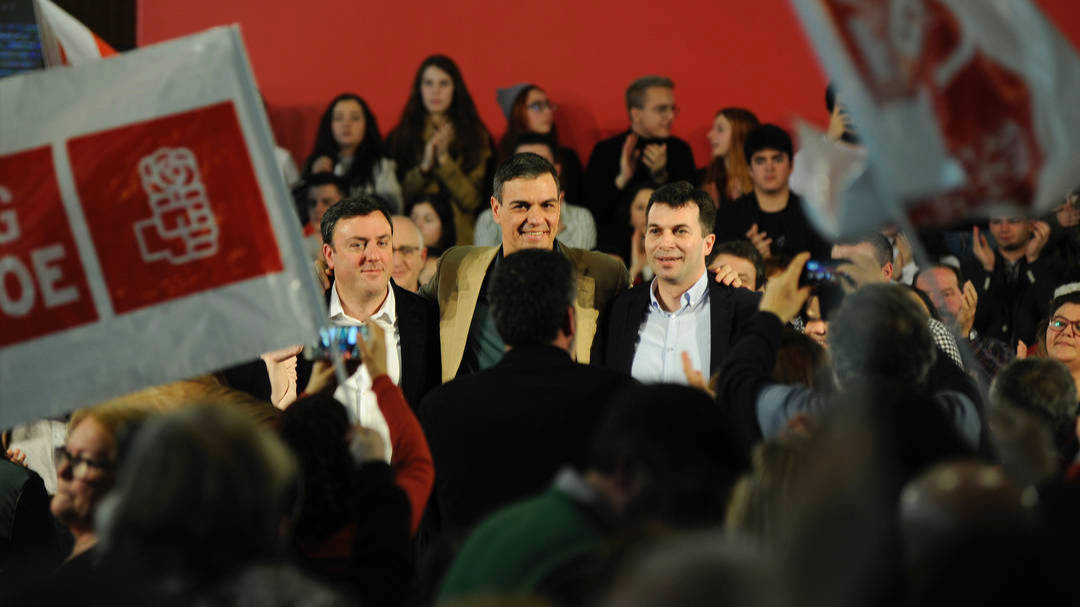 Sánchez, con los líderes del PSOE gallego