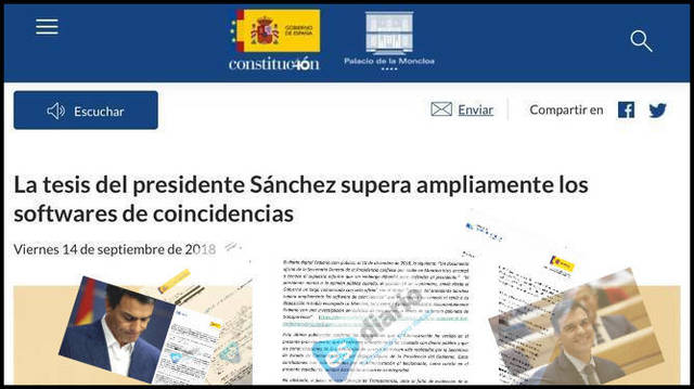 Sánchez impide a La Moncloa que identifique al autor del comunicado falso para maquillar el plagio de su tesis