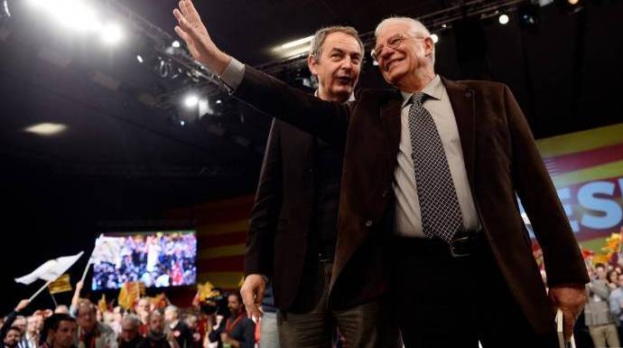 Zapatero y Borrell, en un mitin del PSOE.
