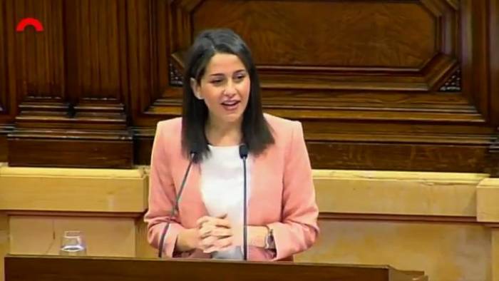 Inés Arrimadas, este miércoles en el Parlament.