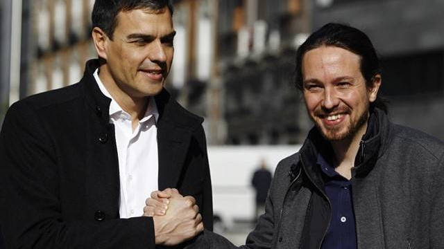 Sánchez e Iglesias en 2016, durante los contactos frustrados para pactar un gobierno