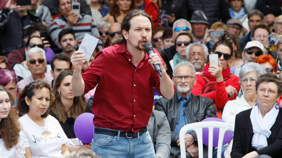 Iglesias, en Palma durante la campaña electoral