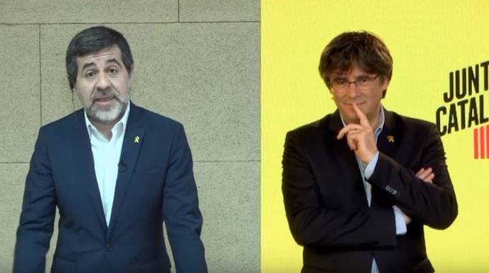 Jordi Sánchez y Puidemont, esta semana en un acto de la campaña del 28-A.