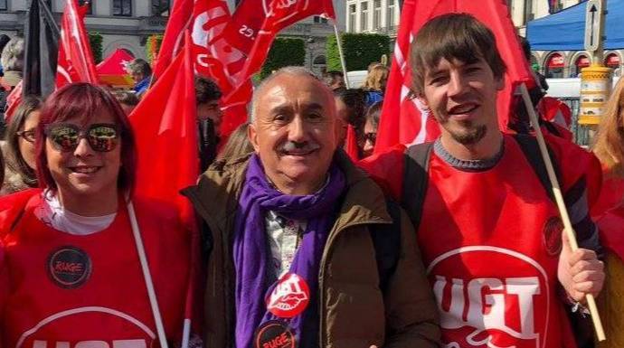 El líder de UGT, Pepe Álvarez, este viernes en un acto de los sindicatos europeos en Bruselas.
