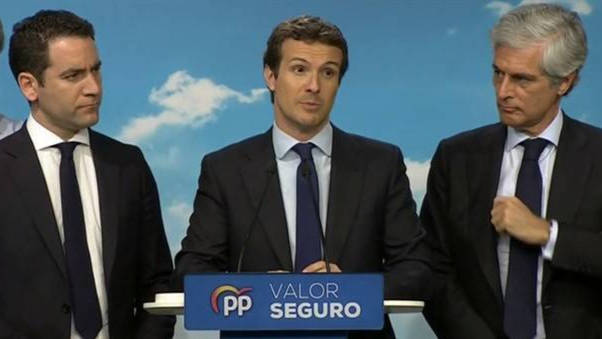 Pablo Casado comparece ante la prensa tras los resultados del 28-A.