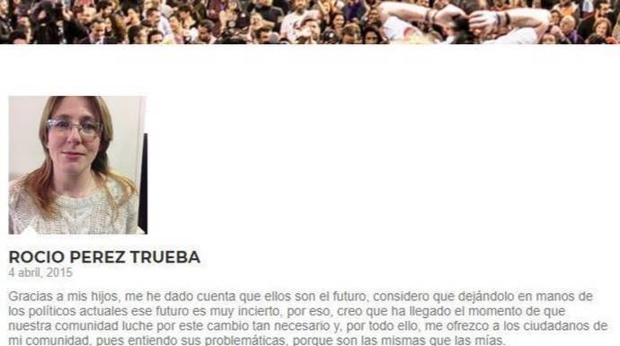 La número dos de Podemos a la Alcaldía de Laredo en su ficha de la web del partido morado.