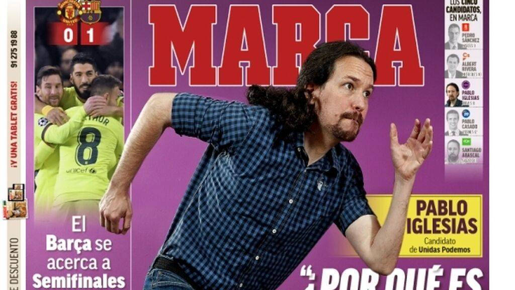 Pablo Iglesias, en la portada de 'Marca' donde se publicó la entrevista denunciada ahora