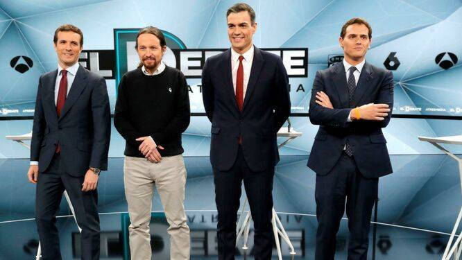 Casado, Iglesias, Sánchez y Rivera, en el debate electoral de Atresmedia