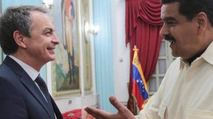 Un sonriente Zapatero, en una de sus visitas a Maduro en Caracas.