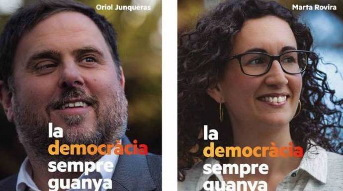 Junqueras y Rovira, en un cartel electoral de ERC.