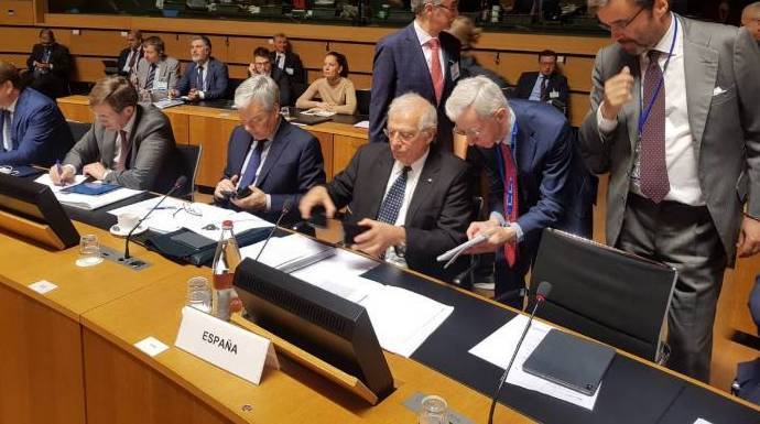 Josep Borrell, este lunes en Luxemburgo en el Consejo de Ministros de Exteriores de la UE.