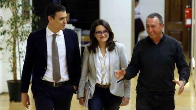 Pedro Sánchez, Mónica Oltra y Joan Baldoví