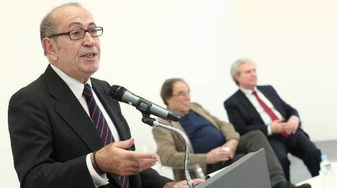 Nicolás Redondo, este martes durante la presentación del manifiesto contra el pacto de Sánchez con Podemos y ERC.