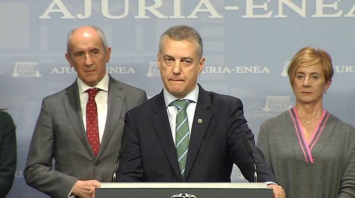 Urkullu, en su última comparecencia para anunciar el adelanto electoral de las elecciones vascas.