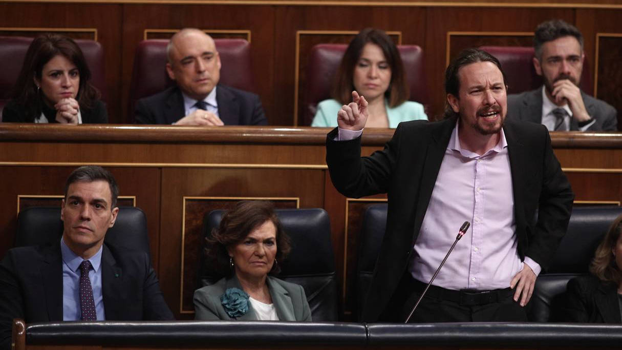 Pablo Iglesias durante su intervención en el Congreso