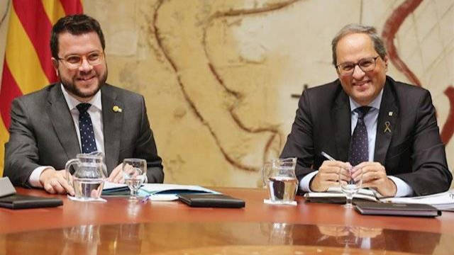 El presidente de Cataluña, Quim Torra, junto al vicepresidente Pere Aragonés