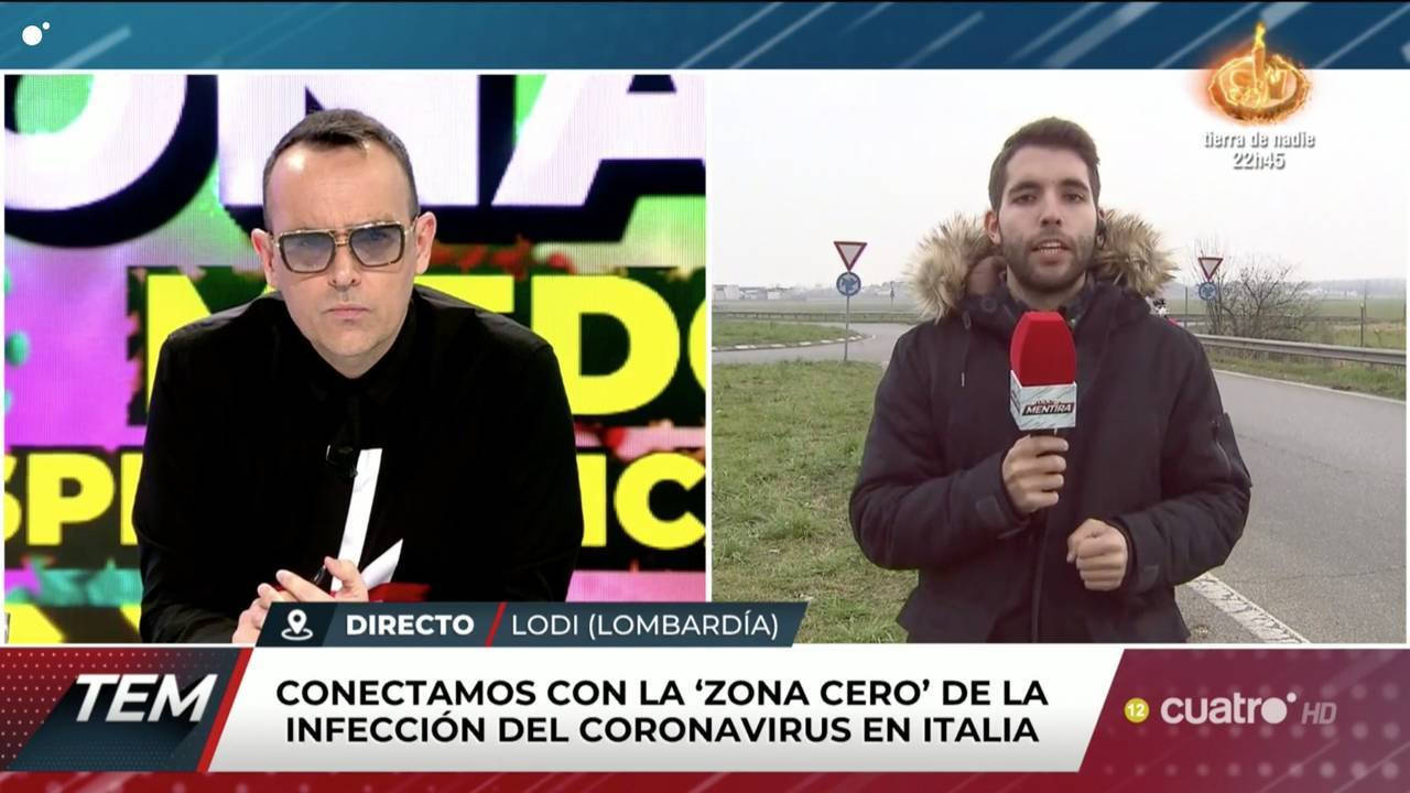 Risto Mejide y el reportero Fabián Pérez en "Todo es mentira"