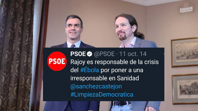 Lo que va del ébola al coronavirus: Sánchez e Iglesias sí destrozaron a Rajoy