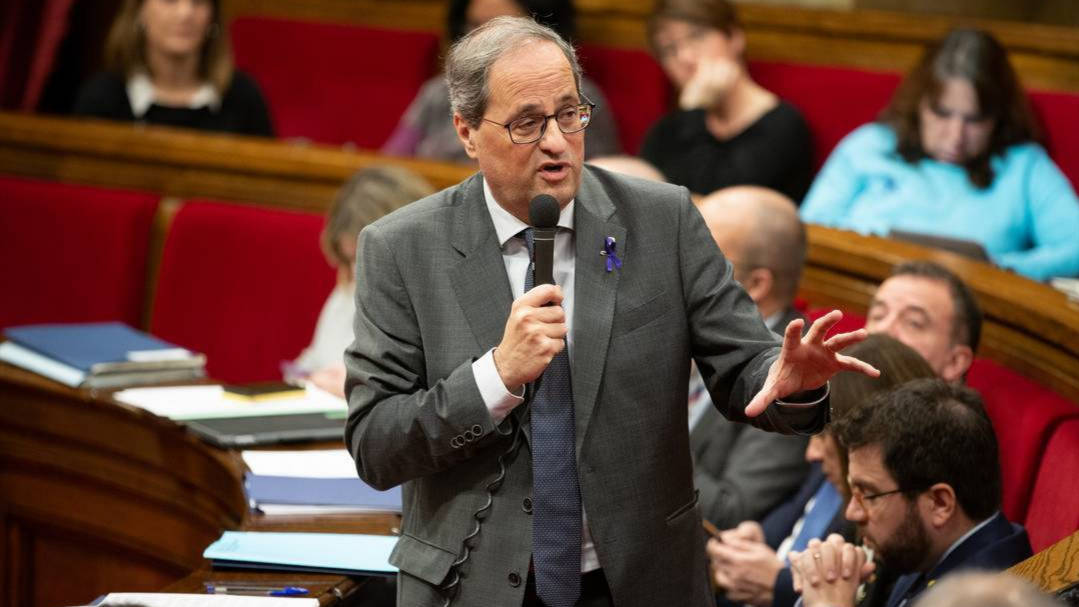 El presidente Quim Torra en el parlamento catalán