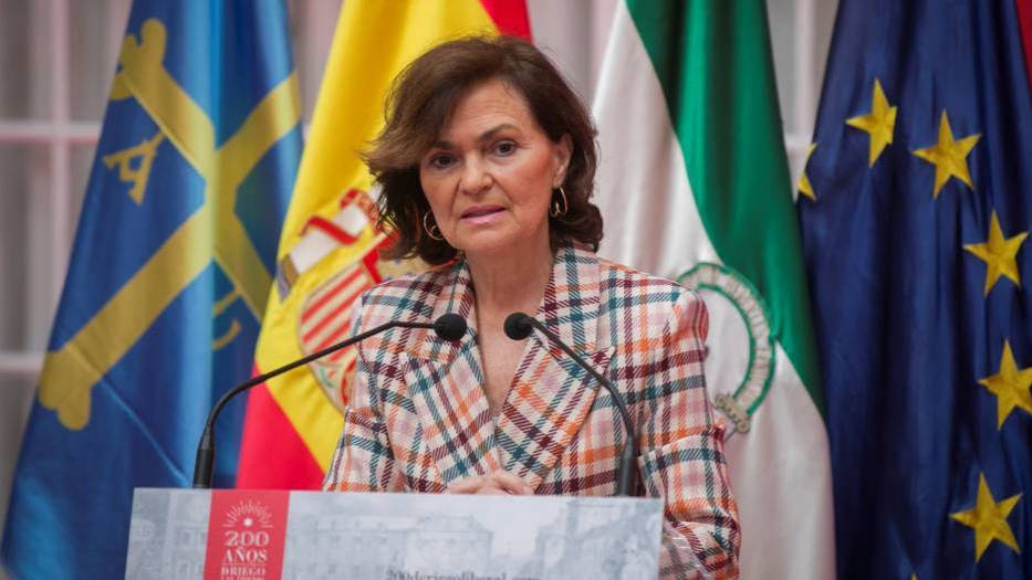 La vicepresidenta del Gobierno, Carmen Calvo en un acto