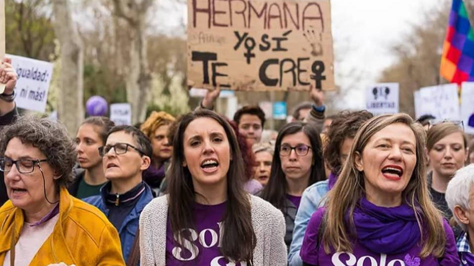 Irene Montero en la manifestación del 8M en Madrid