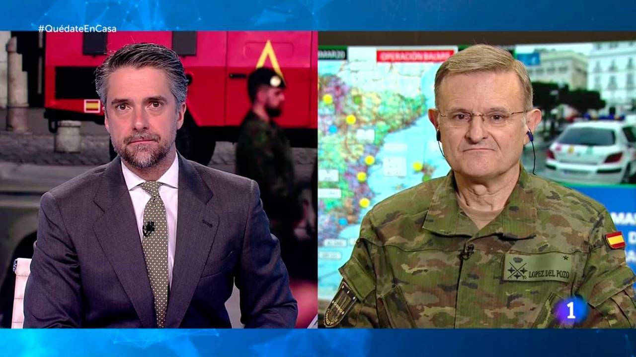 El teniente general López del Pozo entrevistado en TVE por Carlos Franganillo